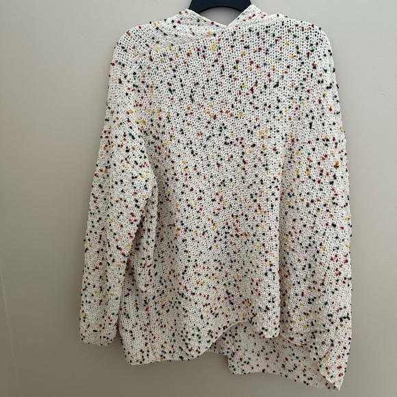 Francesca’s Mi Ami Colorful White Chenille Katie Confetti Long Cardigan - Picture 10 of 11